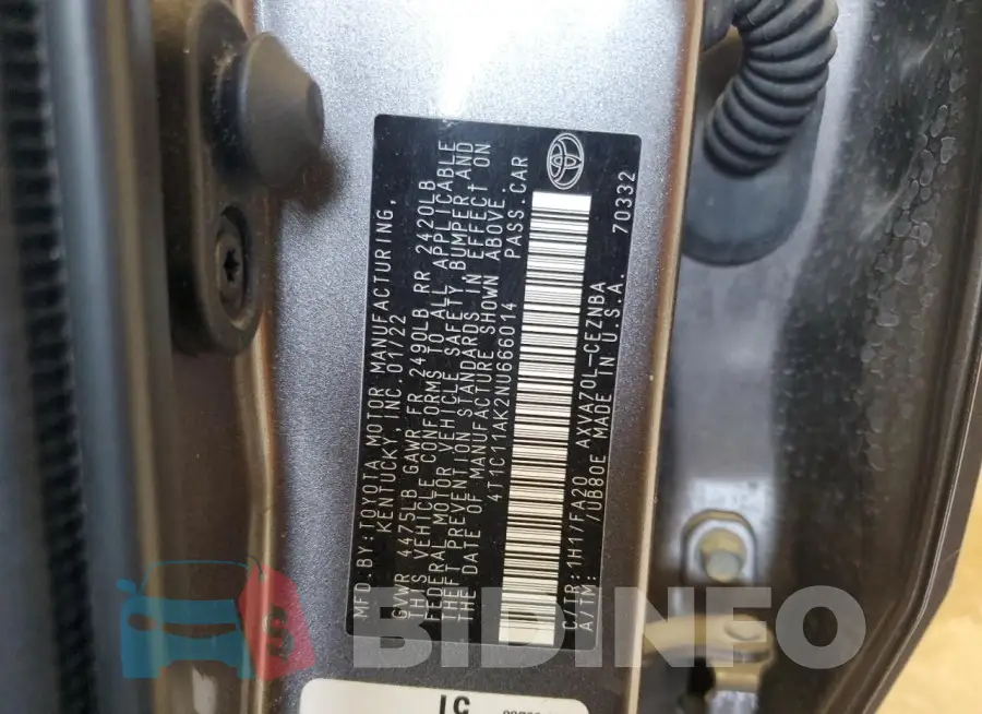 4T1C11AK2NU666014 Photo# 12