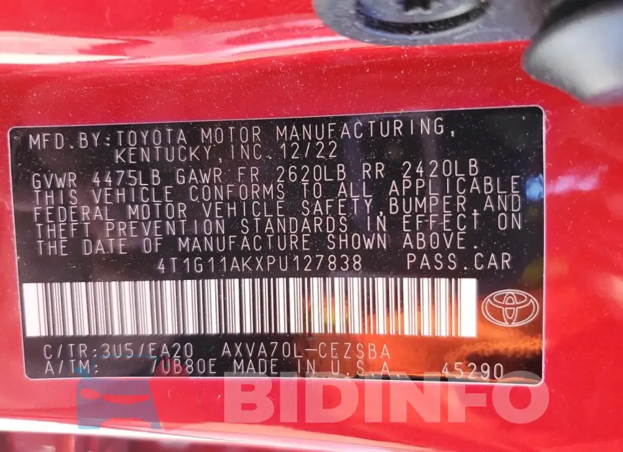 4T1G11AKXPU127838 Photo# 13