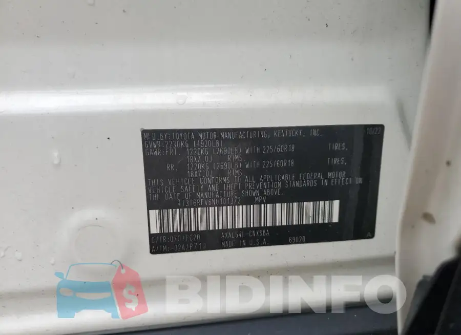 4T3T6RFV6NU101372 Photo# 13