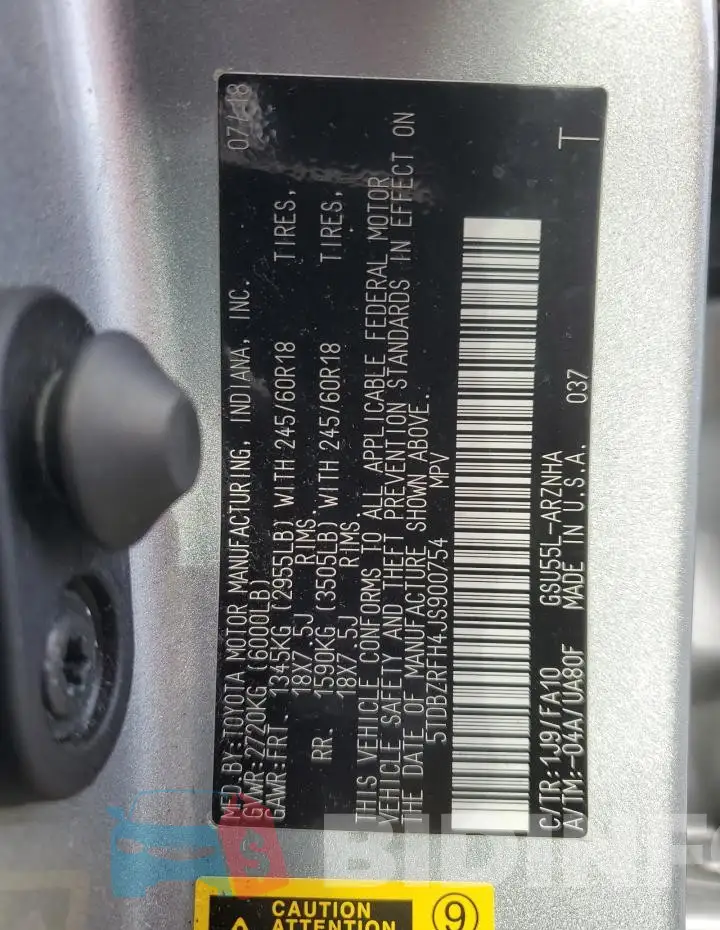 5TDBZRFH4JS900754 Photo# 13