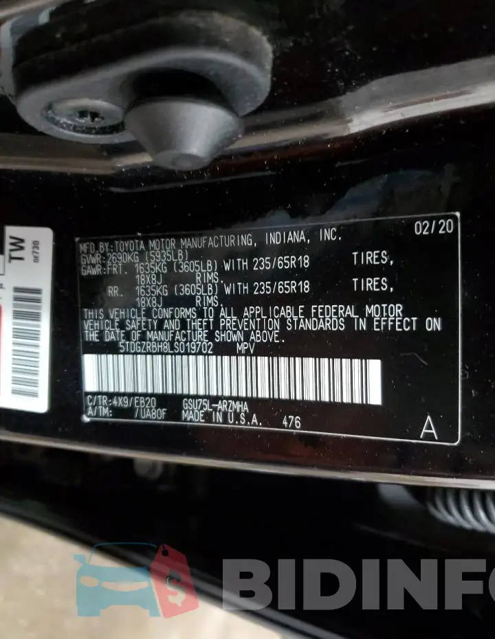 5TDGZRBH8LS019702 Photo# 14