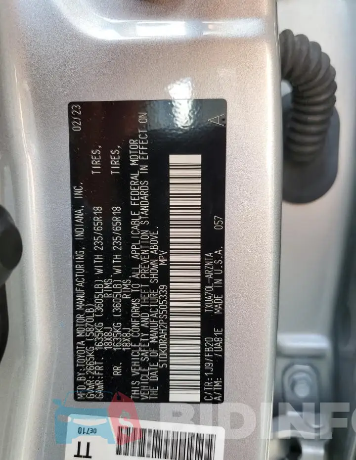 5TDKDRAH2PS505339 Photo# 13