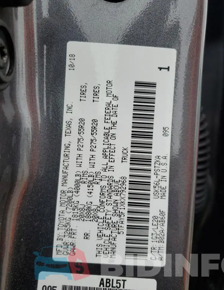 5TFAY5F1XKX792968 Photo# 13