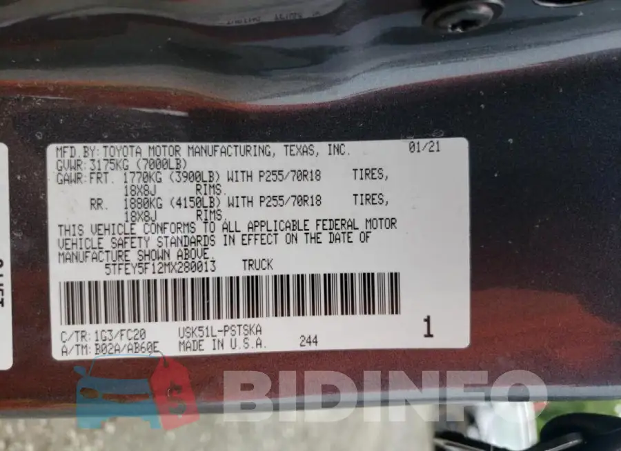 5TFEY5F12MX280013 Photo# 12