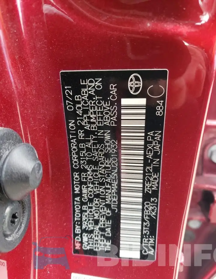 JTDEPMAE5NJ201932 Photo# 12