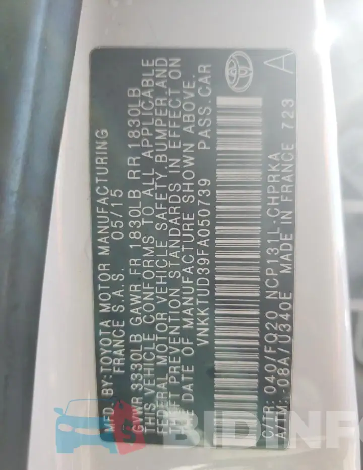 VNKKTUD39FA050739 Photo# 12