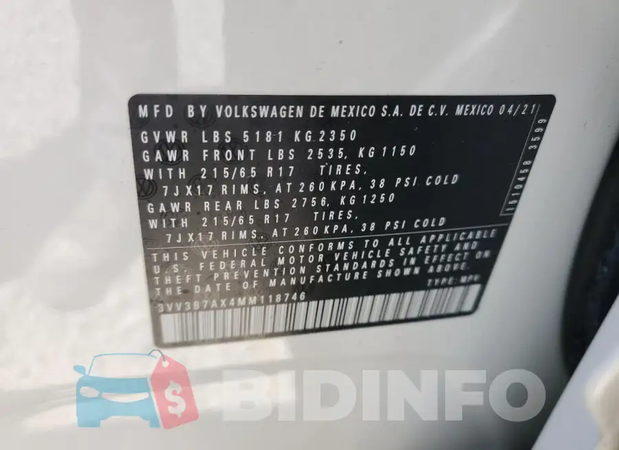 3VV3B7AX4MM118746 Photo# 12