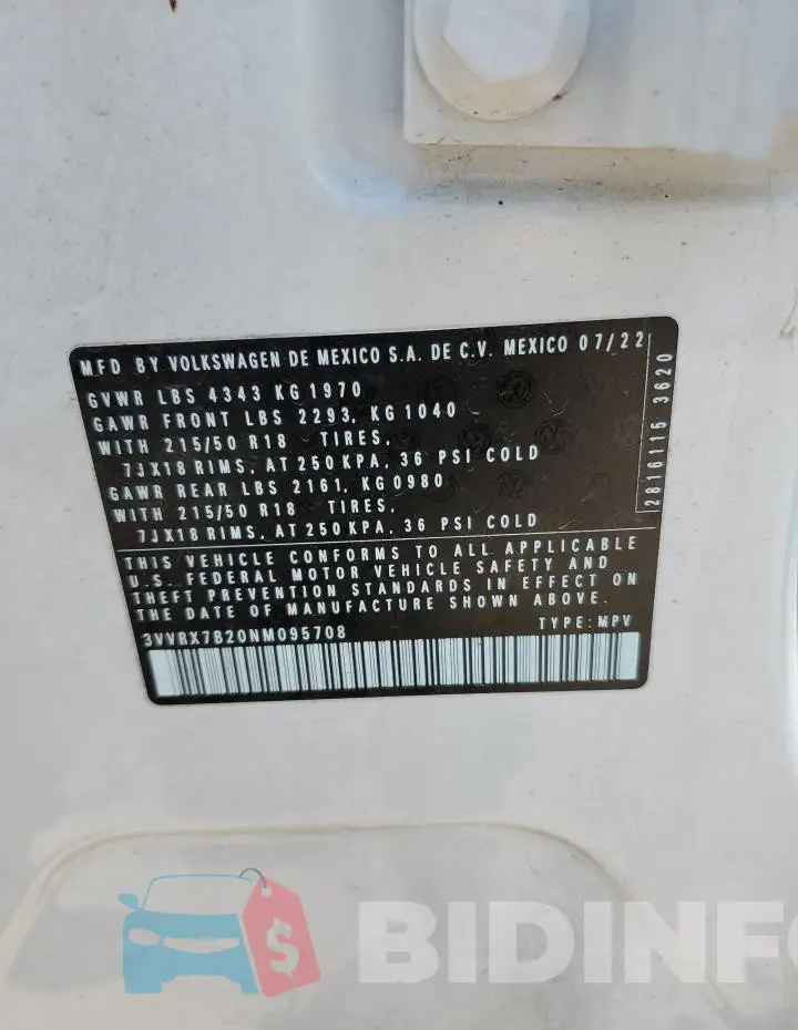 3VVRX7B20NM095708 Photo# 13