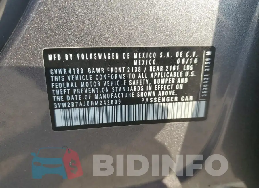 3VW2B7AJ0HM242599 Photo# 12