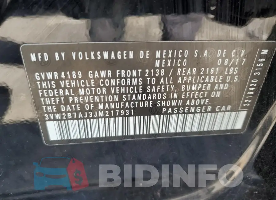 3VW2B7AJ3JM217931 Photo# 12