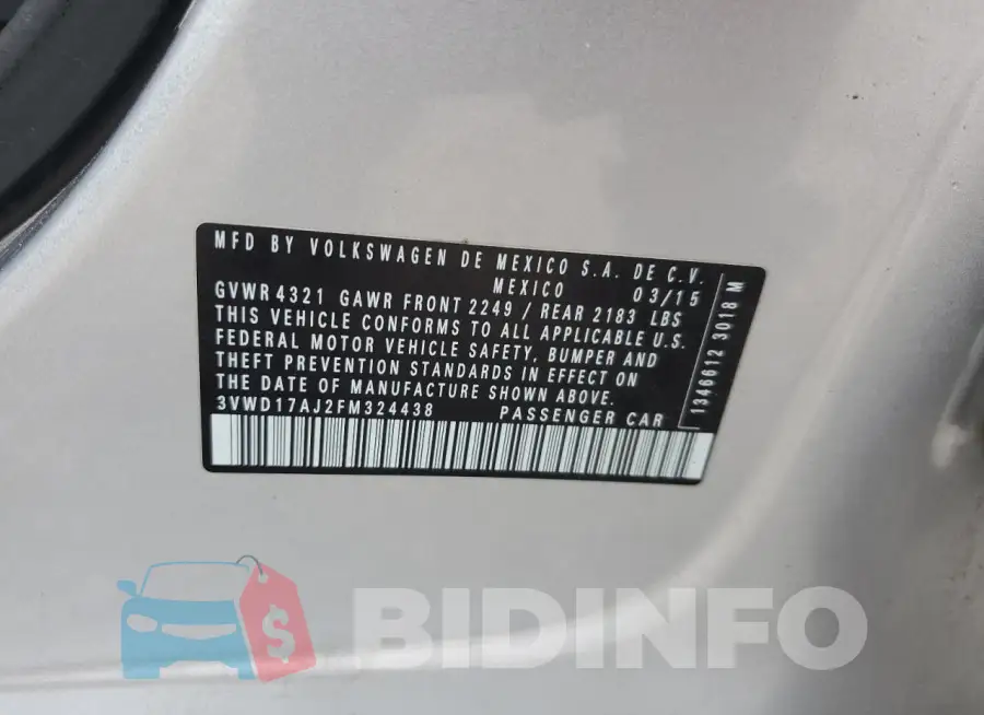 3VWD17AJ2FM324438 Photo# 12