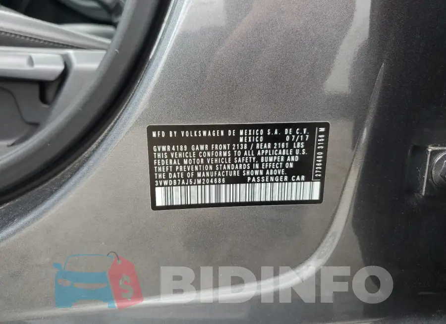 3VWDB7AJ5JM204686 Photo# 12
