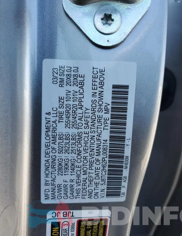 5J8TC2H62PL008314 Photo# 12