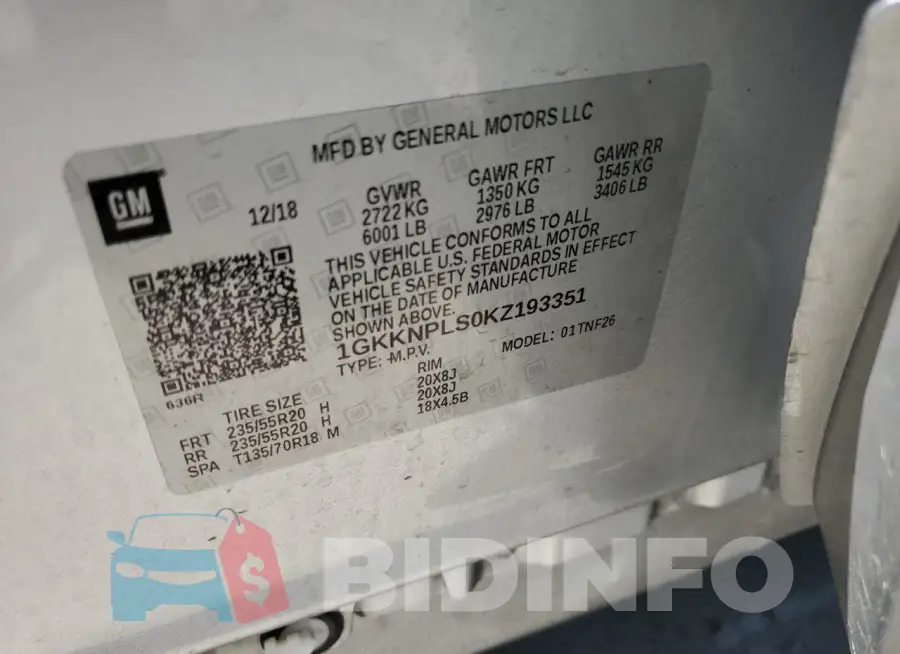 1GKKNPLS0KZ193351 Photo# 12