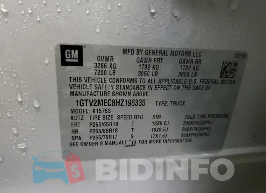 1GTV2MEC8HZ196335 Photo# 12