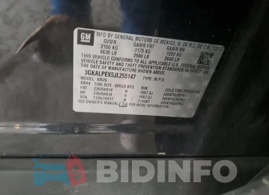 3GKALPEX5JL255147 Photo# 13