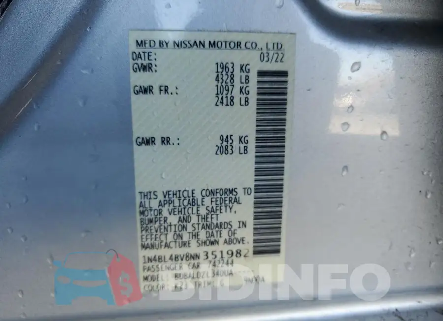 1N4BL4BV8NN351982 Photo# 12