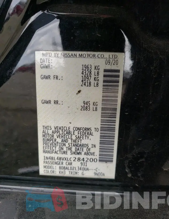 1N4BL4BVXLC284200 Photo# 12