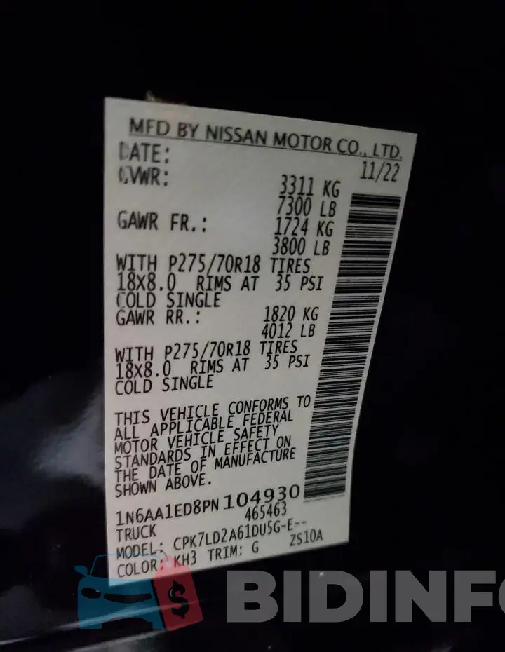 1N6AA1ED8PN104930 Photo# 12