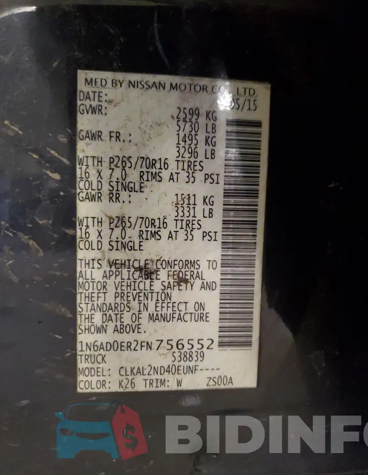 1N6AD0ER2FN756552 Photo# 12
