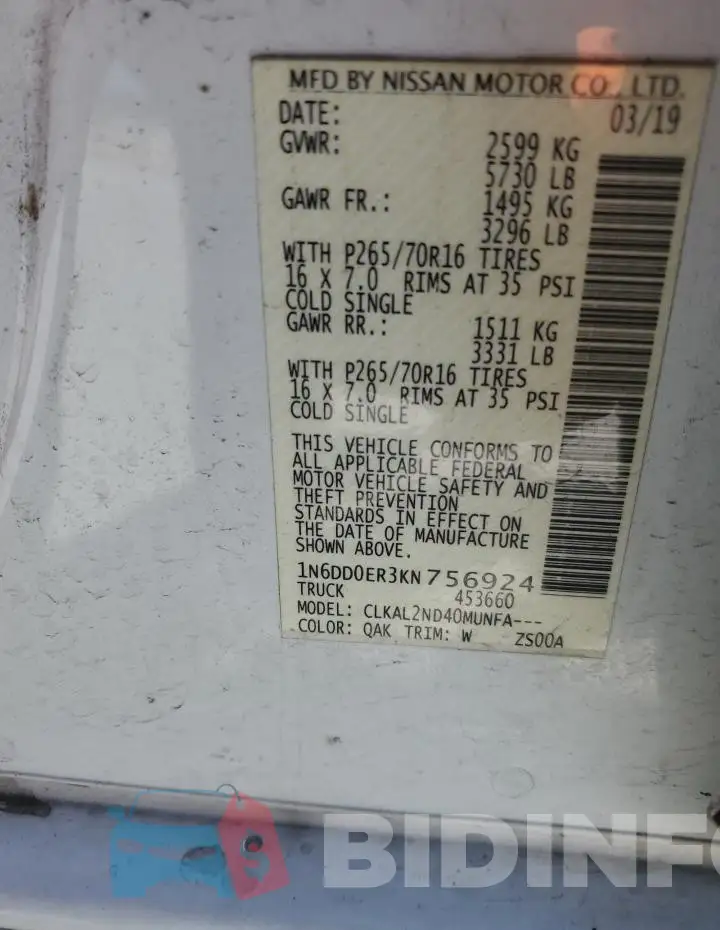 1N6DD0ER3KN756924 Photo# 13