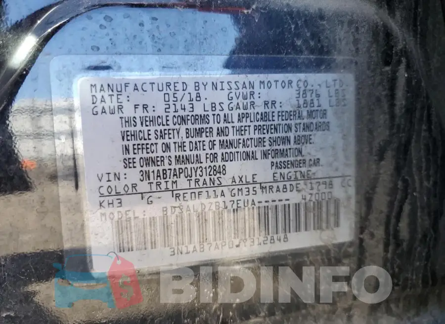 3N1AB7AP0JY312848 Photo# 12