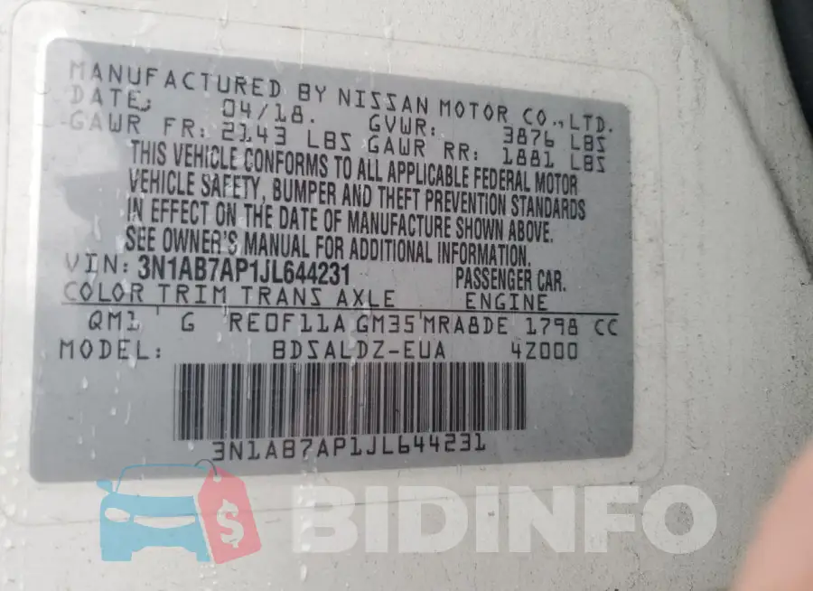 3N1AB7AP1JL644231 Photo# 13