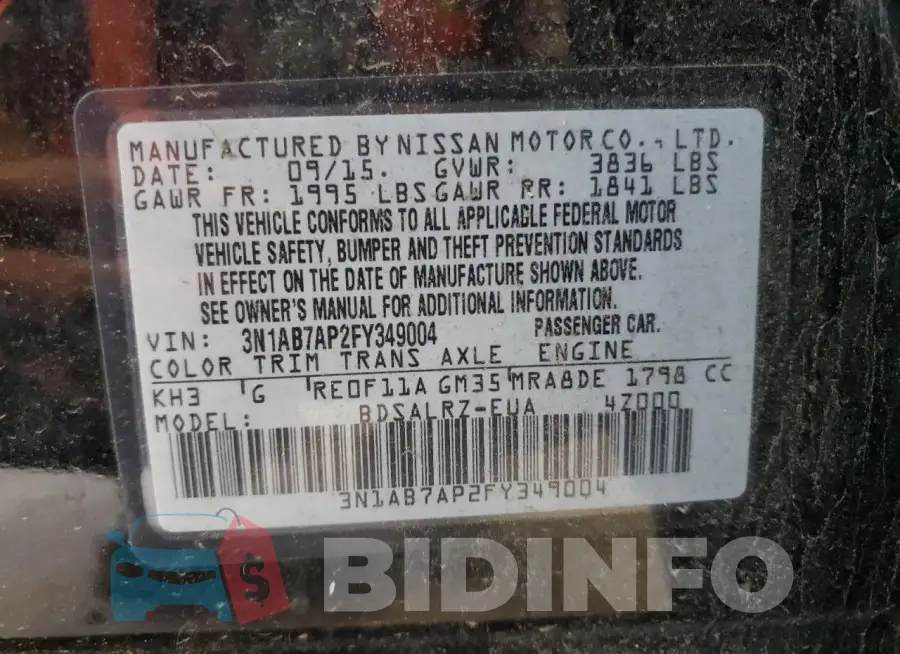 3N1AB7AP2FY349004 Photo# 12