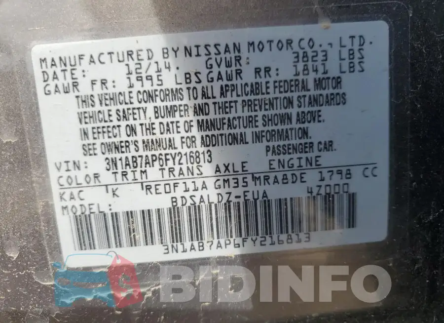 3N1AB7AP6FY216813 Photo# 12