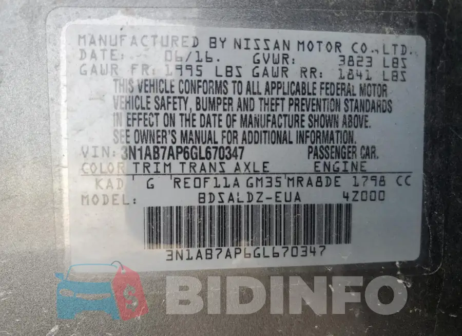 3N1AB7AP6GL670347 Photo# 12