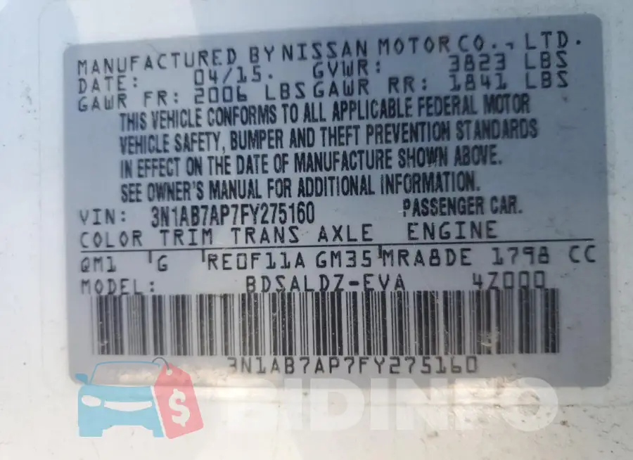 3N1AB7AP7FY275160 Photo# 12