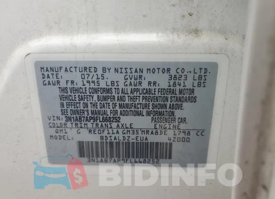 3N1AB7AP9FL668252 Photo# 13