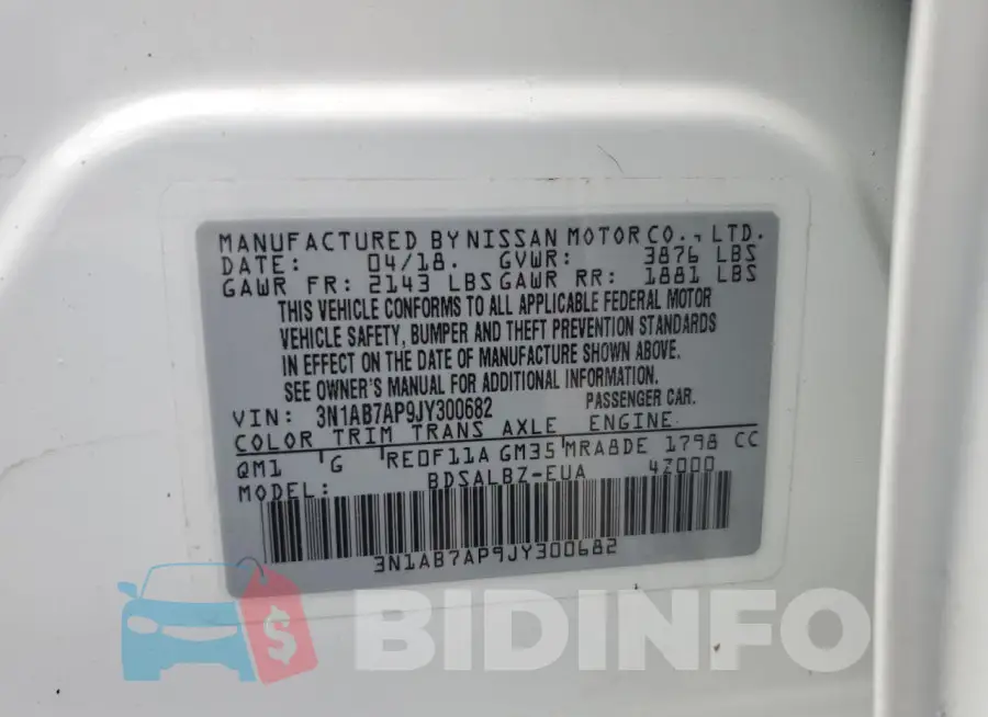 3N1AB7AP9JY300682 Photo# 12