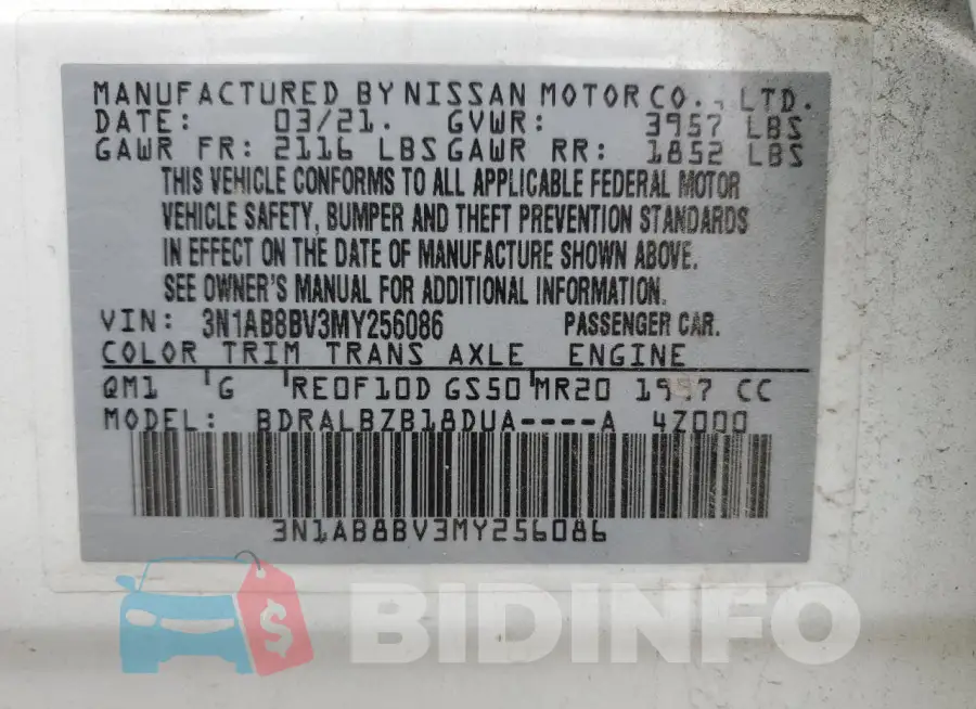 3N1AB8BV3MY256086 Photo# 12