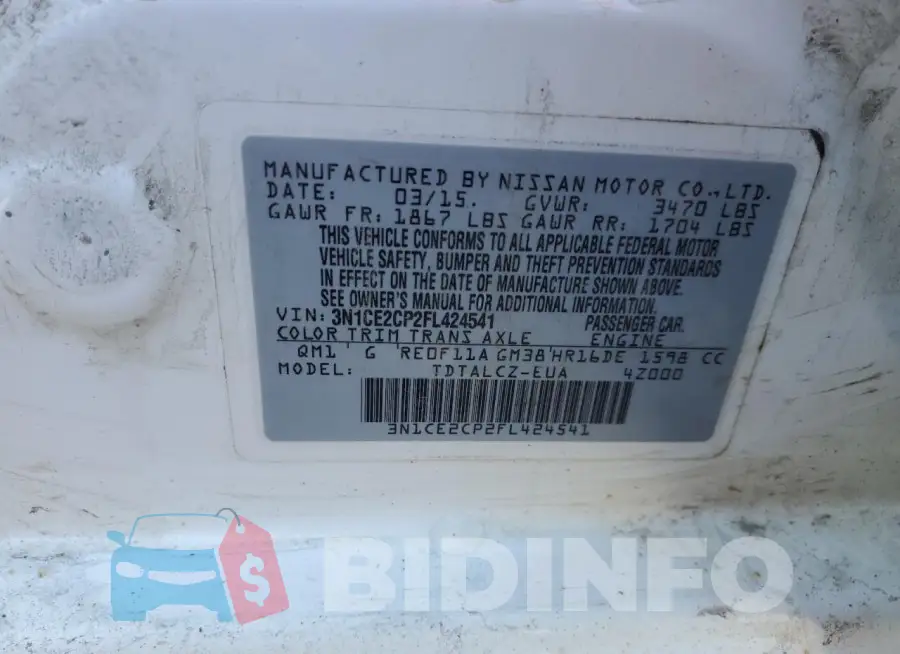 3N1CE2CP2FL424541 Photo# 13