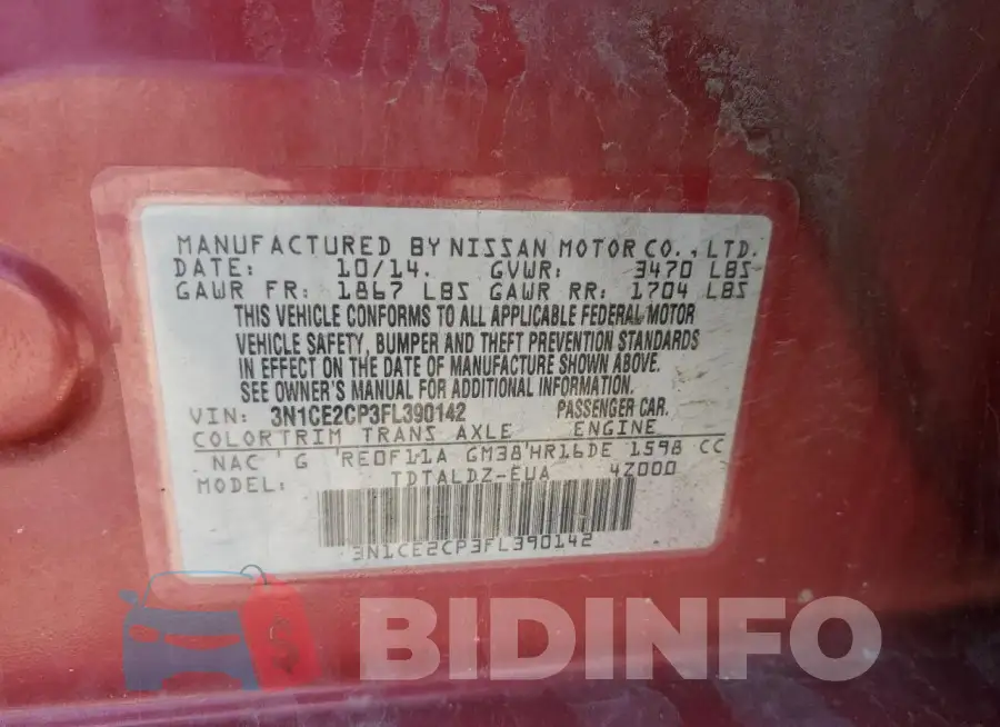3N1CE2CP3FL390142 Photo# 13