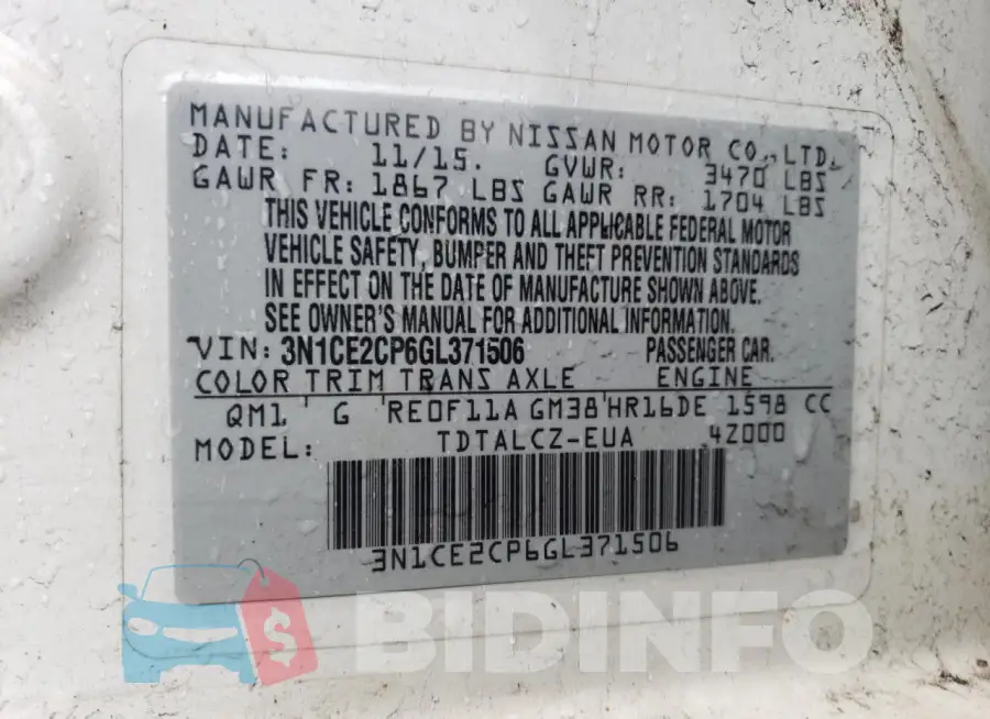 3N1CE2CP6GL371506 Photo# 12