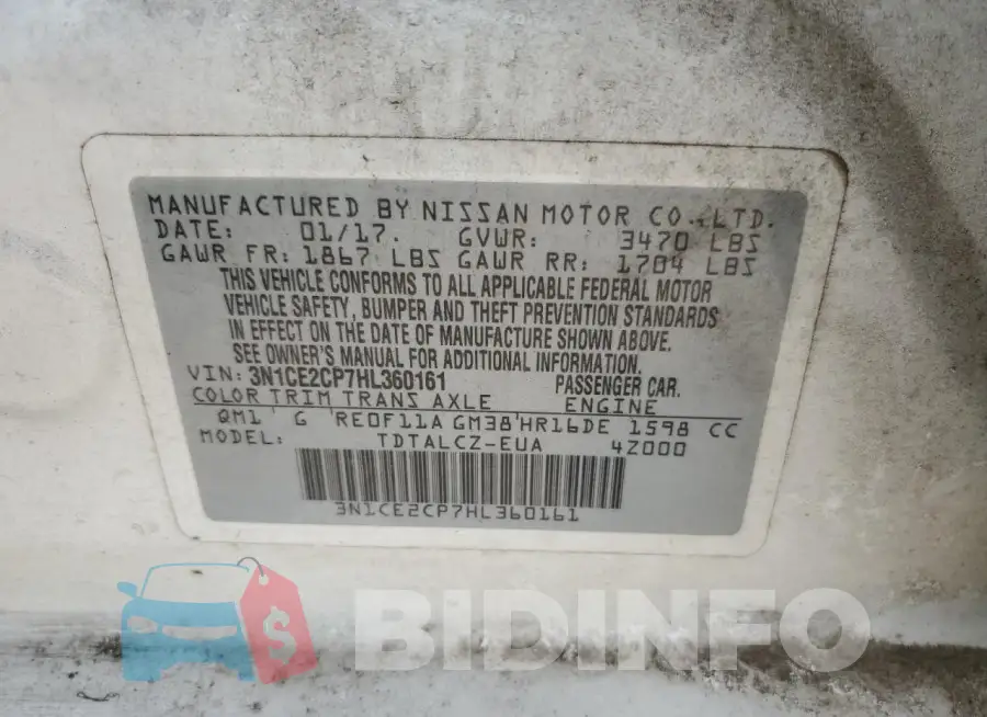 3N1CE2CP7HL360161 Photo# 12