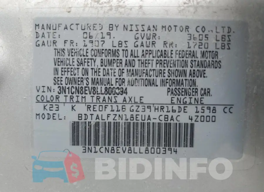 3N1CN8EV8LL800394 Photo# 12