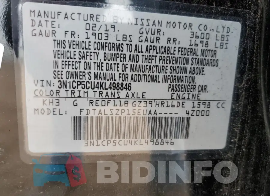 3N1CP5CU4KL498846 Photo# 12