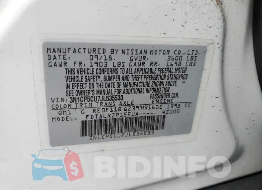 3N1CP5CU7JL535533 Photo# 12