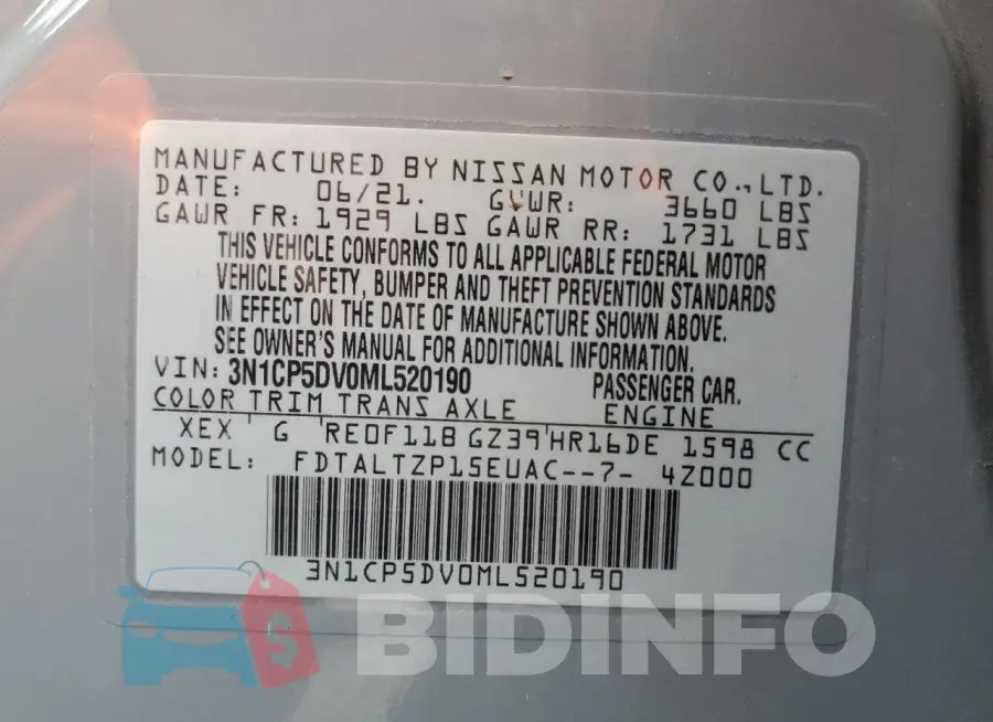 3N1CP5DV0ML520190 Photo# 12