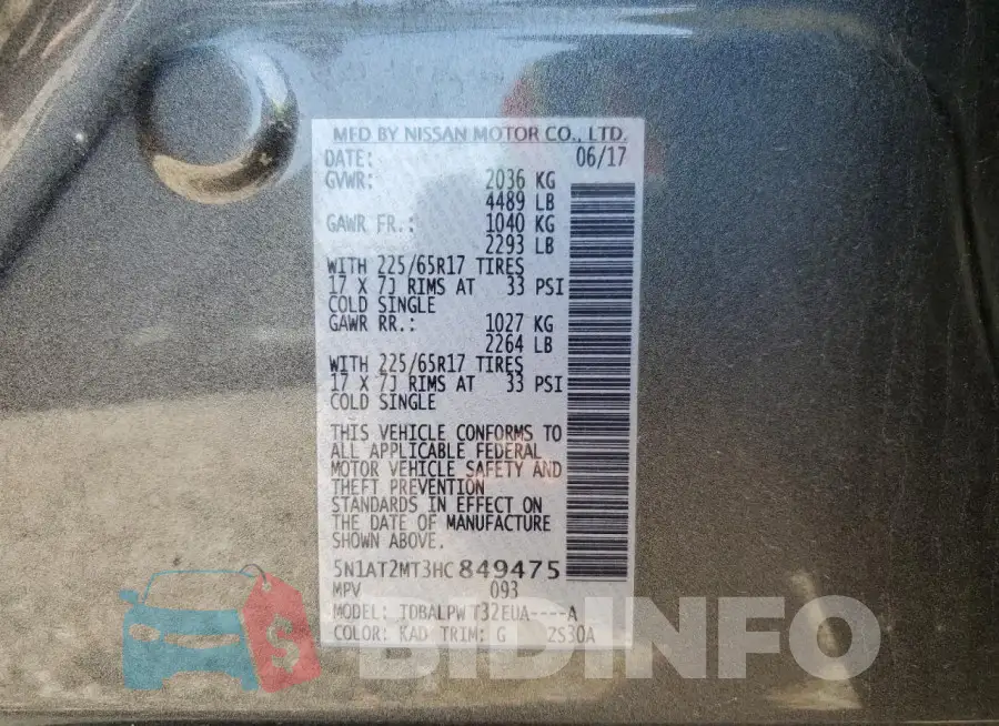 5N1AT2MT3HC849475 Photo# 14