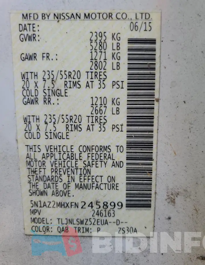 5N1AZ2MHXFN245899 Photo# 14