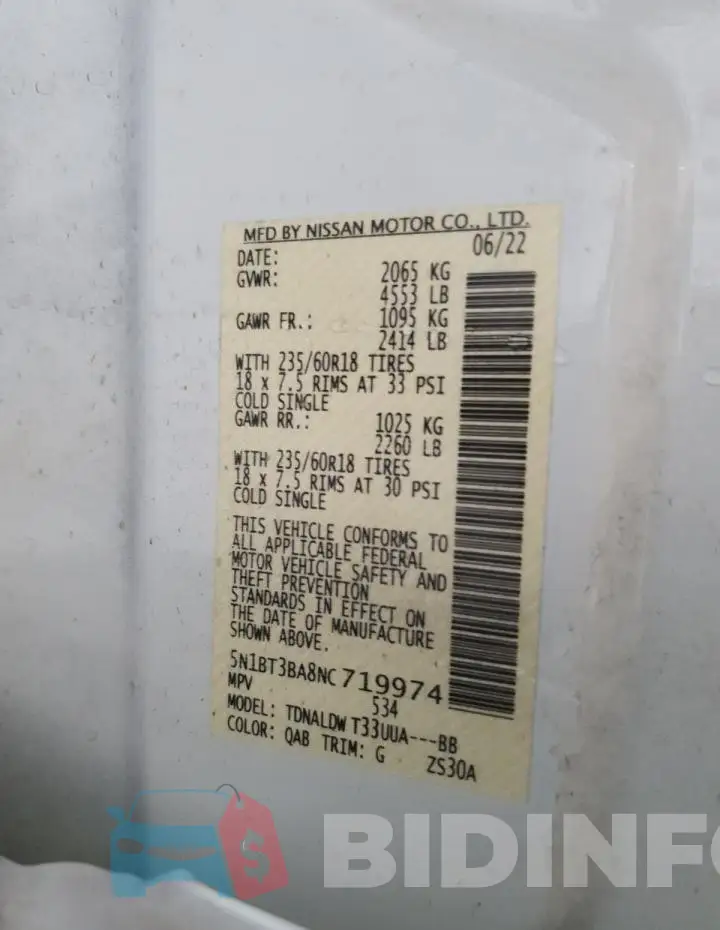 5N1BT3BA8NC719974 Photo# 13