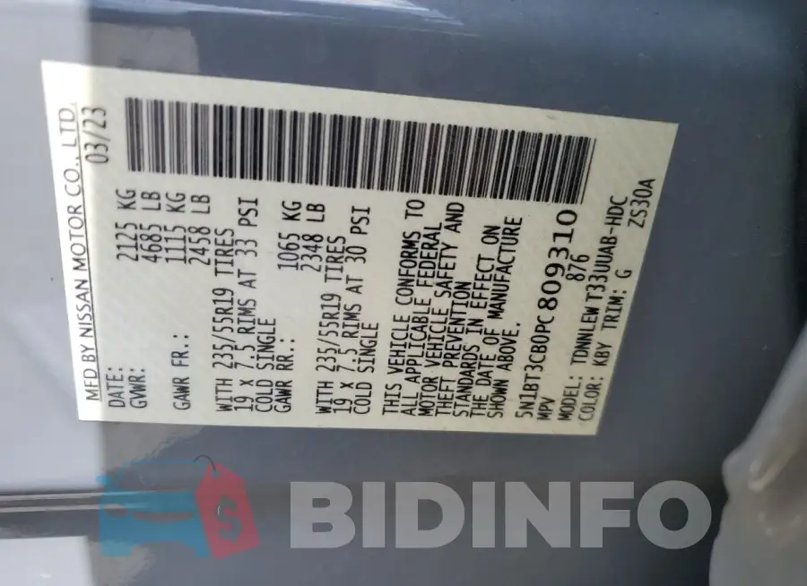 5N1BT3CB0PC809310 Photo# 13