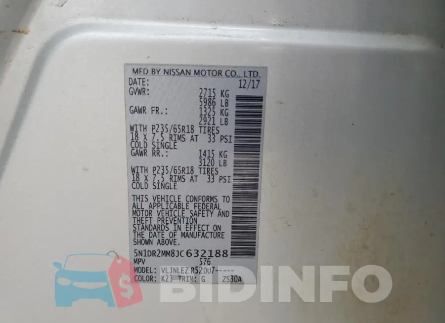 5N1DR2MM8JC632188 Photo# 13
