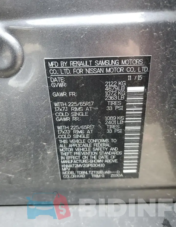 KNMAT2MV2GP630410 Photo# 12