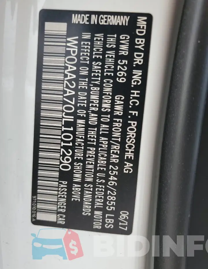 WP0AA2A70JL101290 Photo# 12