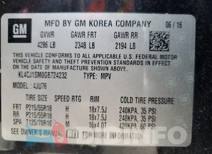KL4CJ1SM0GB724232 Photo# 14